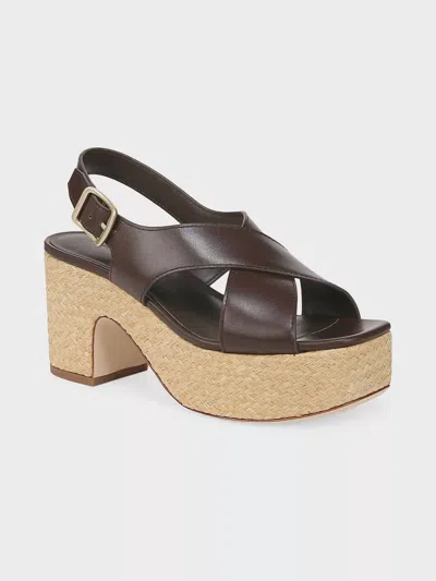 Vince Clementina Leather Espardrille Platform Sandals In Cacao Brown In Multi