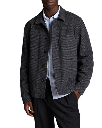 Vince Coastal Combo Brushed Bomber Jacket In Blue