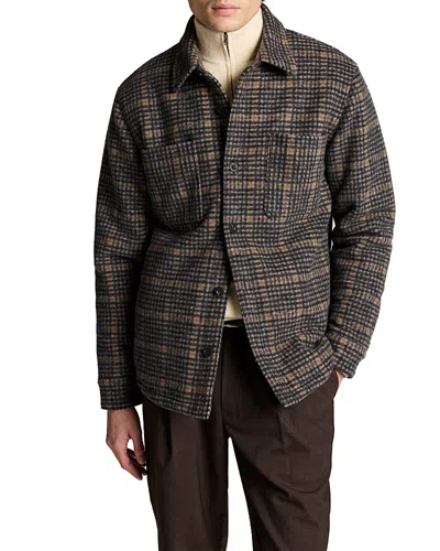 Vince Coastal Combo Sherpa Lined Check Shirt Jacket In Brown