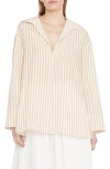 Vince Coastal Stripe Long Sleeve Shirt In Amber Wave/optic White