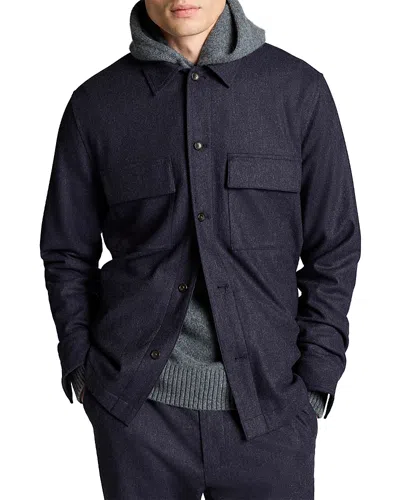 Vince Coastal Twill Tailored Pocket Shirt Jacket In Blue
