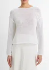 Vince Open Knit Boat Neck Sweater In White