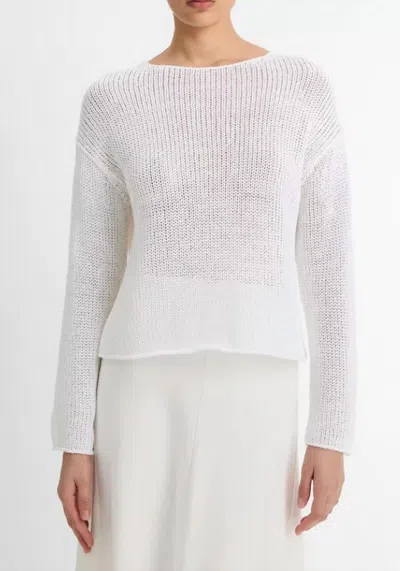 VINCE COATED COTTON PULLOVER IN OPTIC WHITE