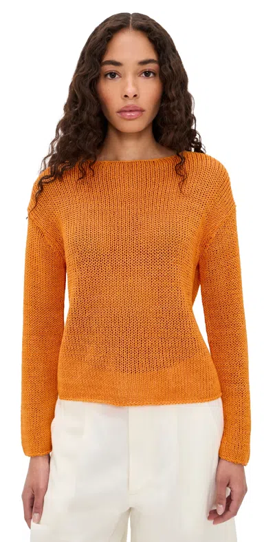 Vince Coated Cotton Pullover Tangerine In Orange