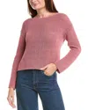 Vince Open Knit Boat Neck Sweater In Pink