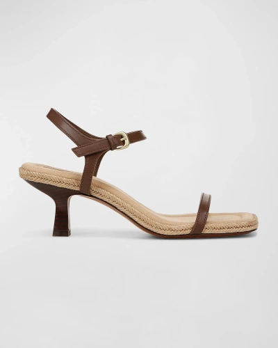 Vince Coco Leather Kitten-heel Espadrille Sandals In Maple Wood