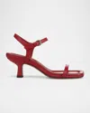 Vince Coco Leather Kitten-heel Sandals In Pomegranate Red Leather