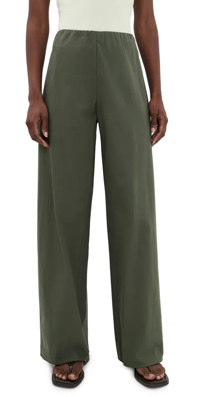Vince Colette High Waist Cotton Twill Bias Pants Pine Grove In Green