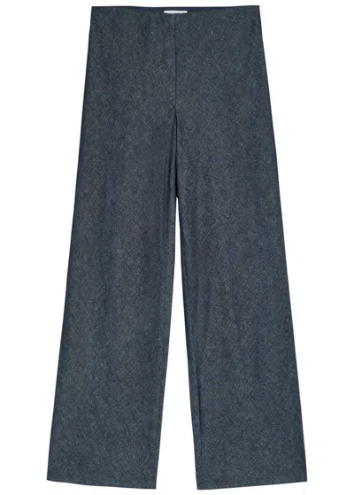 Vince Colette Wide-leg Chambray Trousers In Blue