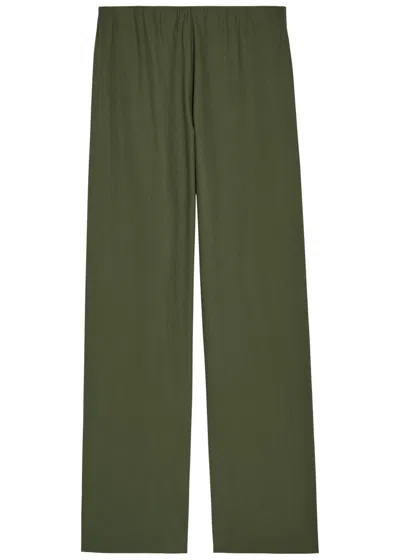Vince Colette Wide-leg Cotton-poplin Trousers In Brown