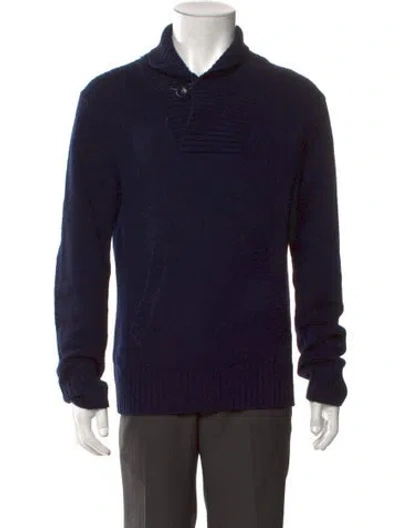 Pre-owned Vince Collar Long Sleeve Polo Sweater In Blue