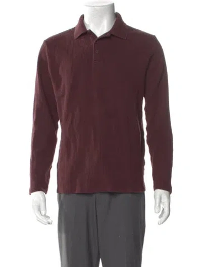 Pre-owned Vince Collar Long Sleeve Polo Sweater In Burgundy
