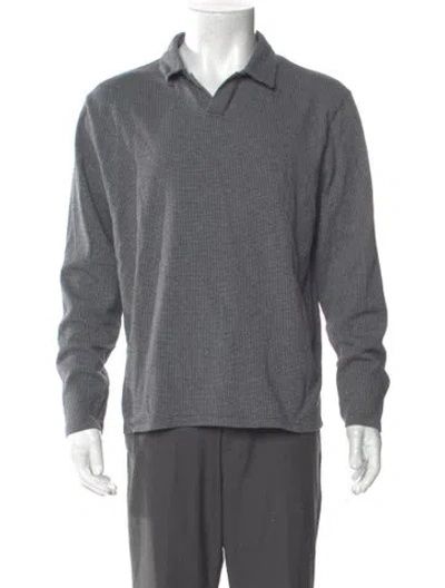 Pre-owned Vince Collar Long Sleeve Polo Sweater In Gray
