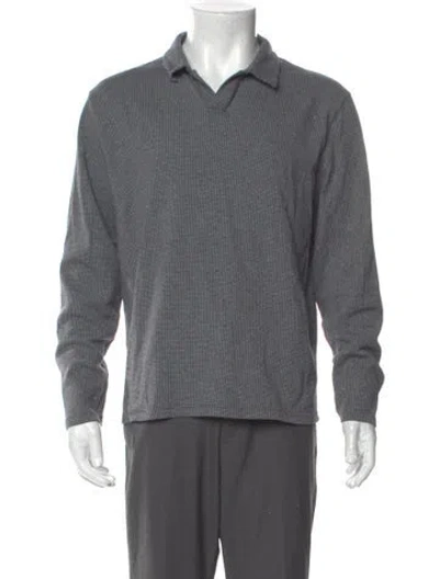 Pre-owned Vince Collar Long Sleeve Polo Sweater In Gray
