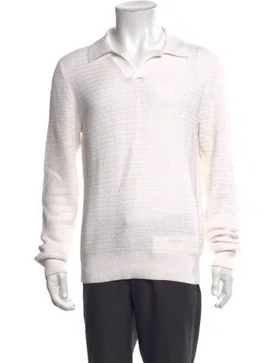 Pre-owned Vince Collar Long Sleeve Polo Sweater In Neutrals