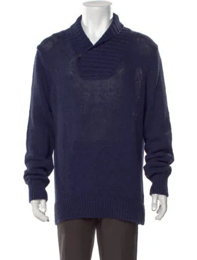 Pre-owned Vince Collar Long Sleeve Pullover In Blue