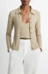 Vince Collar Rib Cardigan In Mojave
