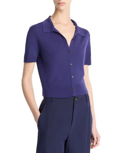 Vince Collared Button Shirt In Purple