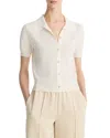 Vince Short Sleeve Button-up Sweater In Neutral