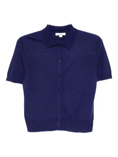 Vince Collared Cardigan In Blue