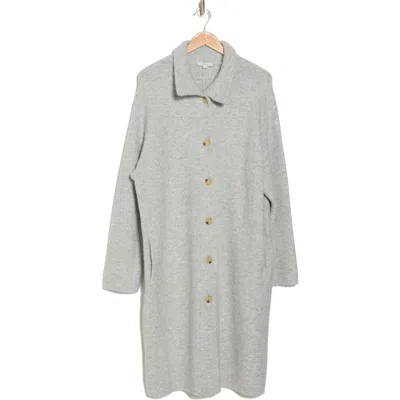 Vince Collared Cardigan Sweater Coat In Light Heather Grey