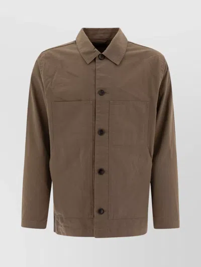 Vince Collared Design Large Pockets Long Sleeves In Green