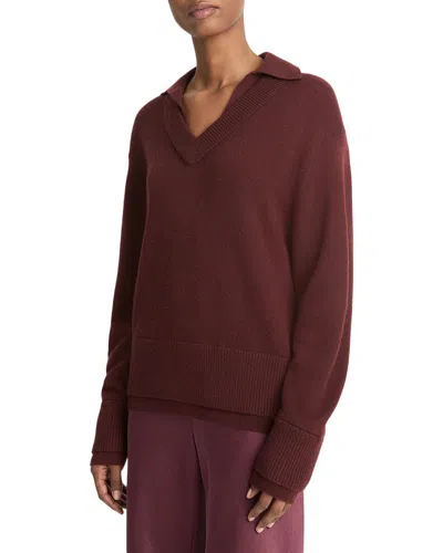 VINCE COLLARED DOUBLE LAYER WOOL & CASHMERE-BLEND PULLOVER