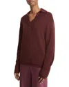 Vince Collared Layered Sweater In Burgundy