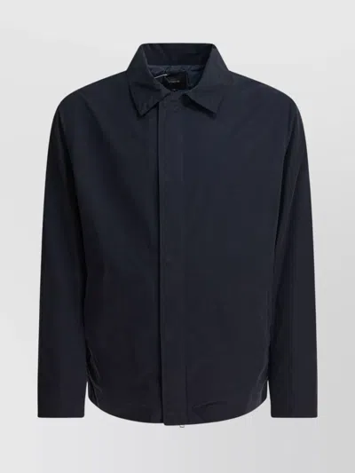 Vince Collared Long Sleeve Buttoned Cuffs Side Pockets In Black