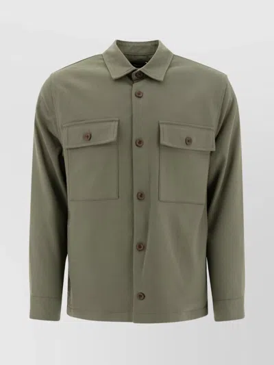 Vince Collared Long Sleeves Chest Pockets Jackets In Green