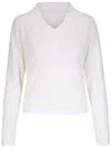 Vince Fine Gauge Collared Sweater In Weiss