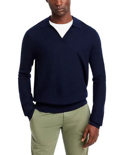 Vince Collared V Neck Regular Fit Merino Wool Sweater In Coastal
