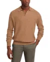 Vince Collared V Neck Regular Fit Merino Wool Sweater In Light Vicuna