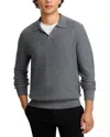 Vince Collared V Neck Regular Fit Merino Wool Sweater In Med Heather Grey