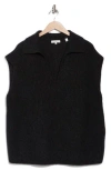 Vince Collared V-neck Wool & Cashmere Sweater Vest In H Charcoal