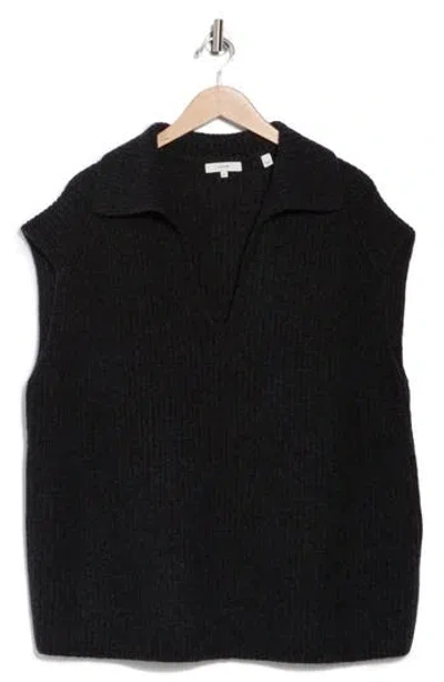 Vince Collared V-neck Wool & Cashmere Sweater Vest In H Charcoal