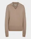 Vince Collared Wool-cashmere Layered Sweater In Camel