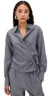 Vince Collared Wrap Top Mid Indigo In Mid Indigo