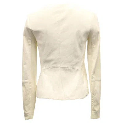Pre-owned Vince Collarless Jacket In White Leather