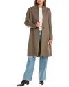 Vince Collarless Wool-blend Coat In Green