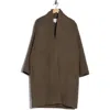 Vince Collarless Wool Blend Longline Coat In Brown