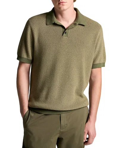Vince Color Blocked Feed Stripe Short Sleeve Polo In Green