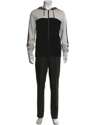 Pre-owned Vince Colorblock Pattern Crew Neck Hoodie In Black
