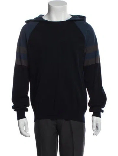 Pre-owned Vince Colorblock Pattern Crew Neck Hoodie In Blue