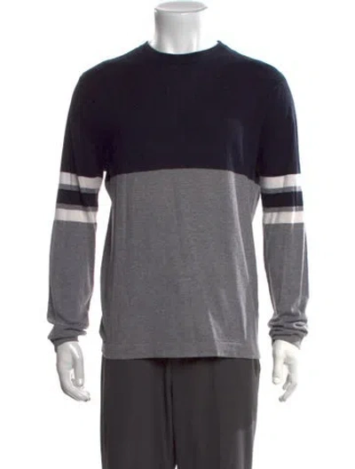 Pre-owned Vince Colorblock Pattern Crew Neck Pullover In Grey