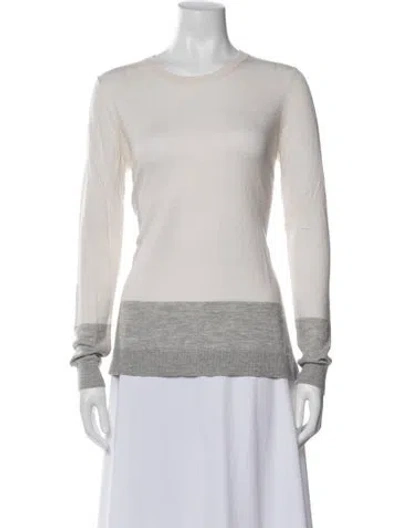 Pre-owned Vince Colorblock Pattern Crew Neck Sweater W/ Tags In White