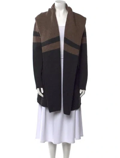 Pre-owned Vince Colorblock Pattern Open Front Sweater In Neutral