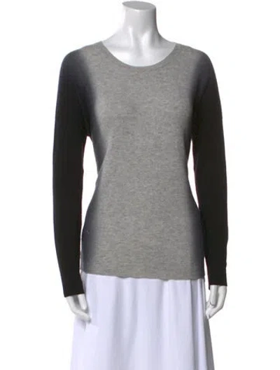 Pre-owned Vince Colorblock Pattern Scoop Neck Sweater In Gray