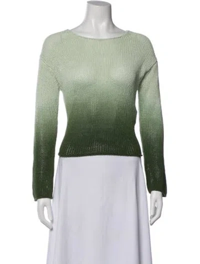 Pre-owned Vince Colorblock Pattern Scoop Neck Sweater In Green
