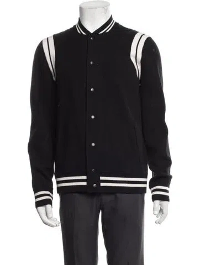 Pre-owned Vince Colorblock Pattern Varsity Jacket In Black